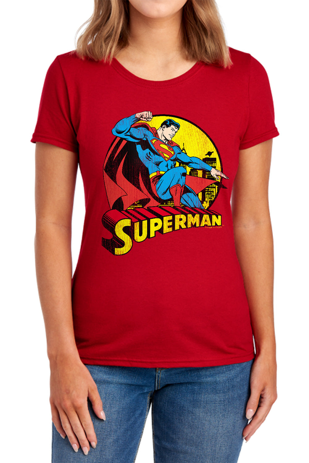 AN OFFCIALLY LICENSED DC BIG BLUE WOMEN'S REGULAR FIT T-SHIRT NAVY