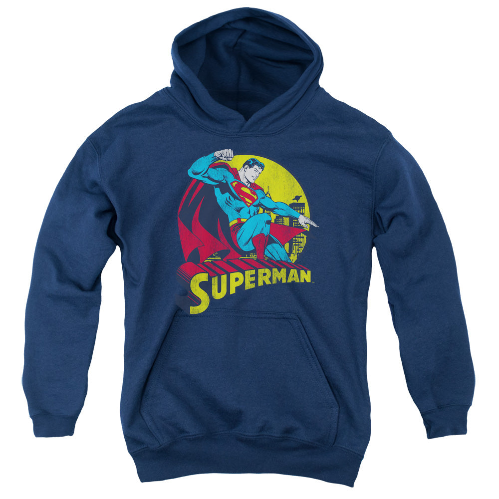 AN OFFCIALLY LICENSED DC BIG BLUE YOUTH HOODIE NAVY