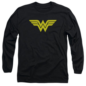 AN OFFCIALLY LICENSED DC WONDER WOMAN LOGO MEN'S LONG SLEEVE T-SHIRT BLACK