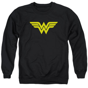 AN OFFCIALLY LICENSED DC WONDER WOMAN LOGO ADULT UNISEX CREWNECK SWEATSHIRT BLACK