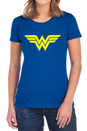AN OFFCIALLY LICENSED DC WONDER WOMAN LOGO WOMEN'S REGULAR FIT T-SHIRT BLACK