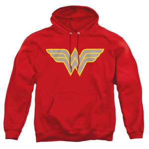 AN OFFCIALLY LICENSED DC WW LOGO ADULT UNISEX PULLOVER HOODIE RED