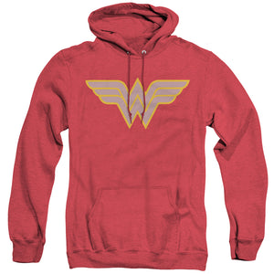AN OFFCIALLY LICENSED DC WW LOGO ADULT UNISEX HEATHER PULLOVER HOODIE RED