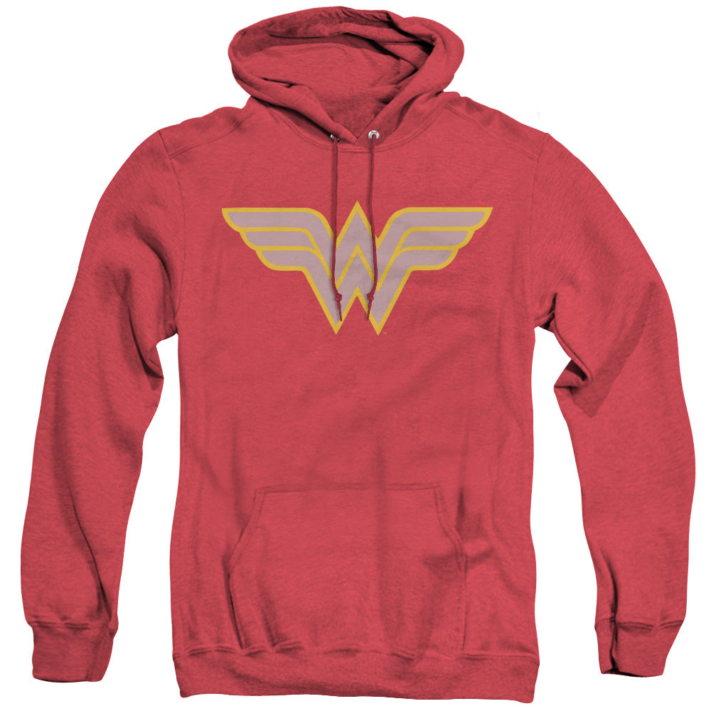 AN OFFCIALLY LICENSED DC WW LOGO ADULT UNISEX HEATHER PULLOVER HOODIE RED