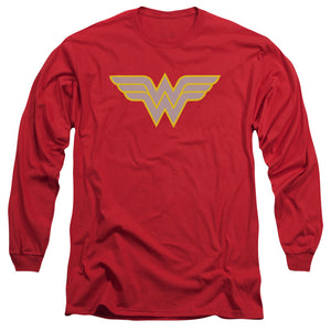 AN OFFCIALLY LICENSED DC WW LOGO MEN'S LONG SLEEVE T-SHIRT RED