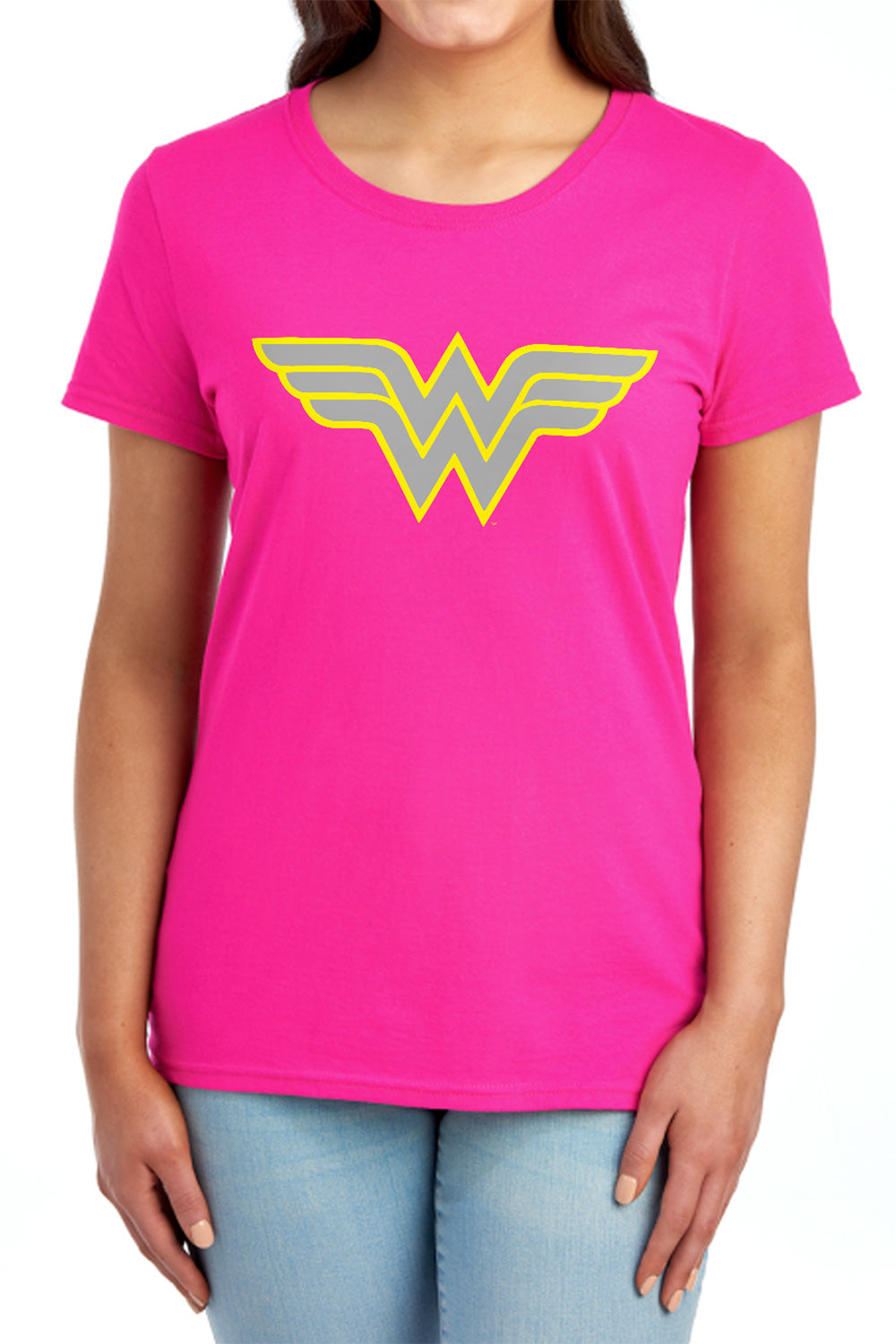AN OFFCIALLY LICENSED DC WW LOGO WOMEN'S REGULAR FIT T-SHIRT RED