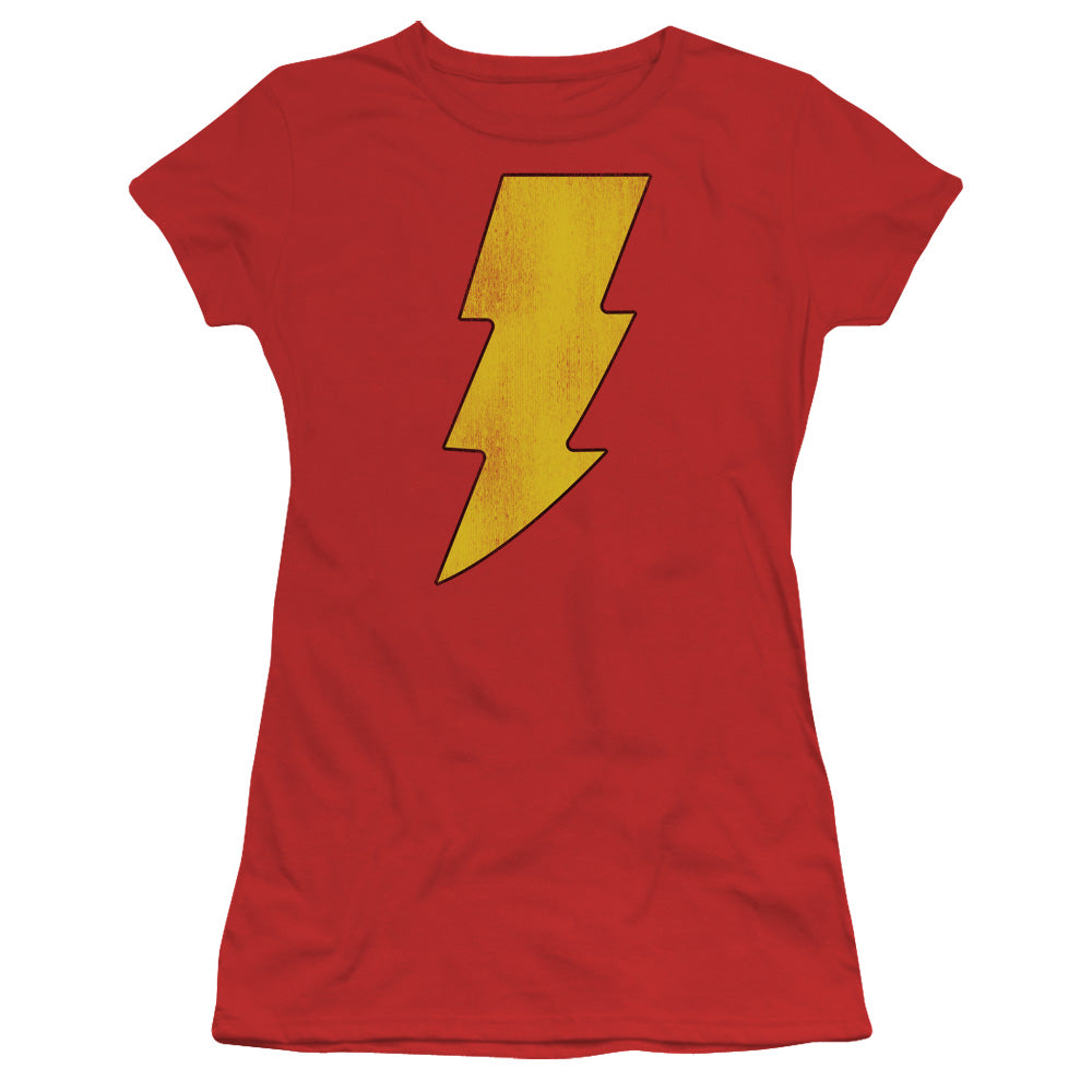 DC Shazam Logo Distressed Licensed Women's T-Shirt Juniors SM
