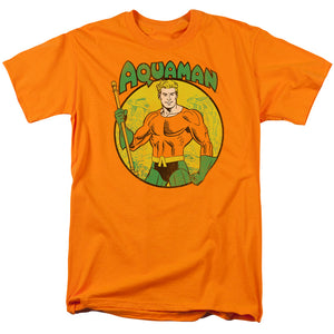 AN OFFCIALLY LICENSED DC AQUAMAN MEN'S REGULAR FIT T-SHIRT ORANGE
