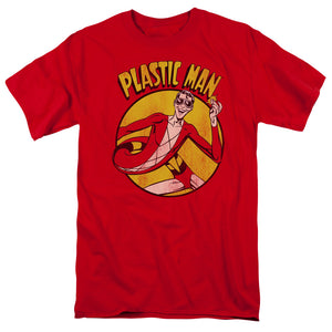 AN OFFCIALLY LICENSED DC PLASTIC MAN MEN'S REGULAR FIT T-SHIRT RED