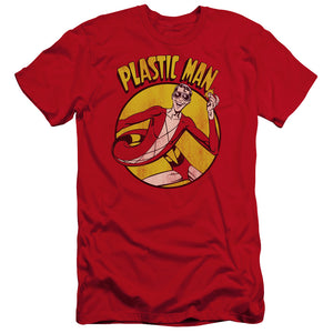 AN OFFCIALLY LICENSED DC PLASTIC MAN MEN'S PREMIUM SLIM FIT T-SHIRT RED