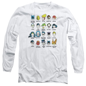AN OFFCIALLY LICENSED DC SUPERHERO ISSUES MEN'S LONG SLEEVE T-SHIRT WHITE