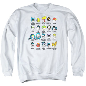 AN OFFCIALLY LICENSED DC SUPERHERO ISSUES ADULT UNISEX CREWNECK SWEATSHIRT WHITE