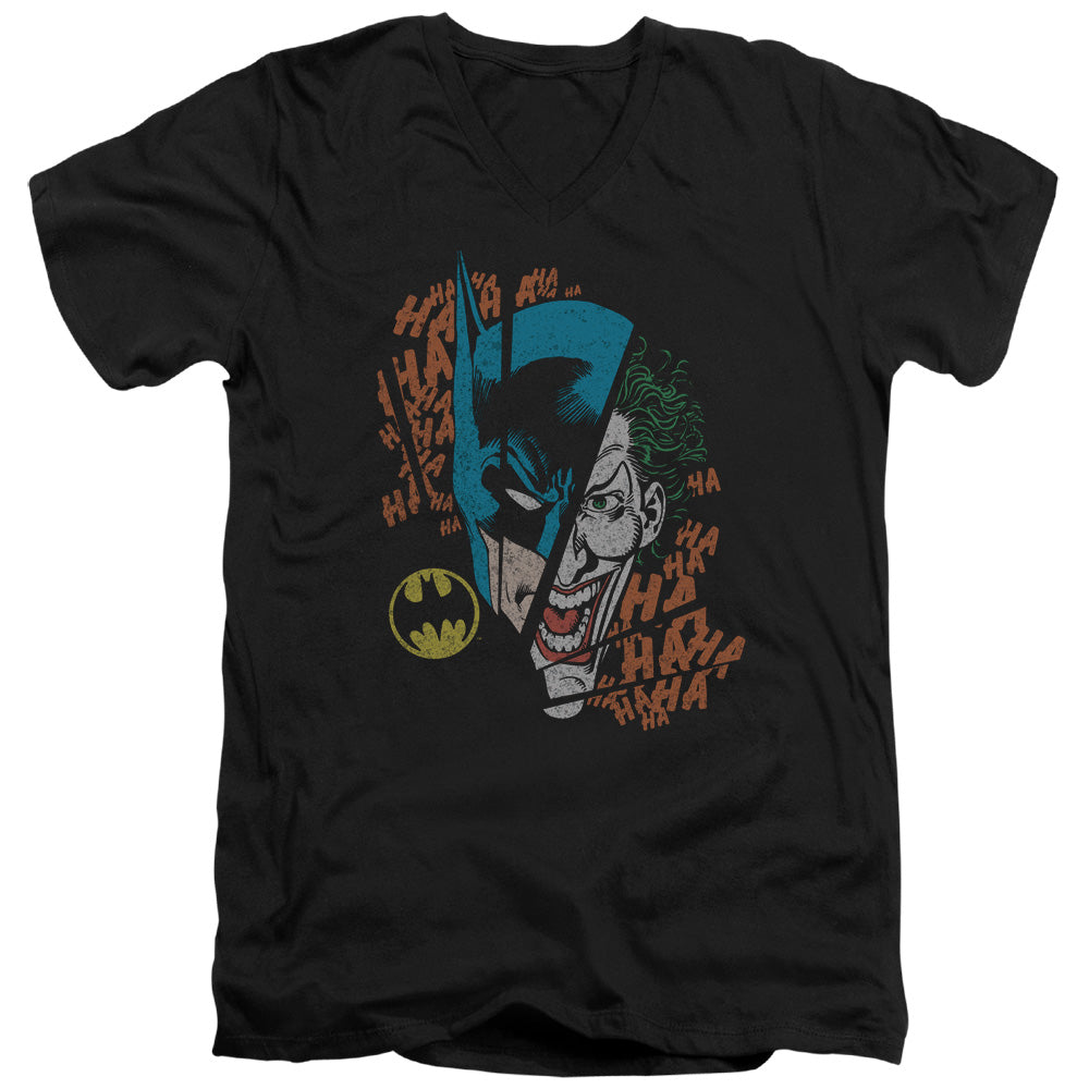 AN OFFCIALLY LICENSED DC BROKEN VISAGE MEN'S V-NECK T-SHIRT BLACK