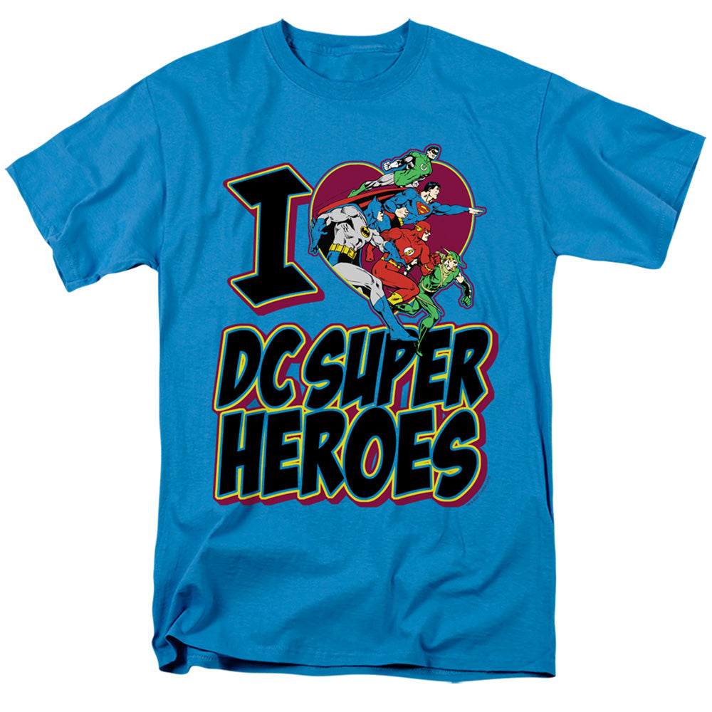 AN OFFCIALLY LICENSED DC I HEART DC MEN'S REGULAR FIT T-SHIRT TURQUOISE