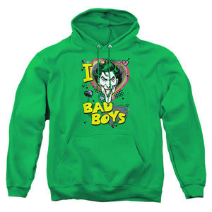 AN OFFCIALLY LICENSED DC I HEART BAD BOYS 2 ADULT UNISEX PULLOVER HOODIE KELLY GREEN