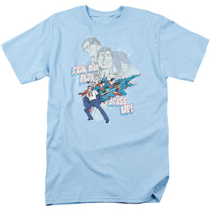 AN OFFCIALLY LICENSED DC REAL MEN MEN'S REGULAR FIT T-SHIRT LIGHT BLUE