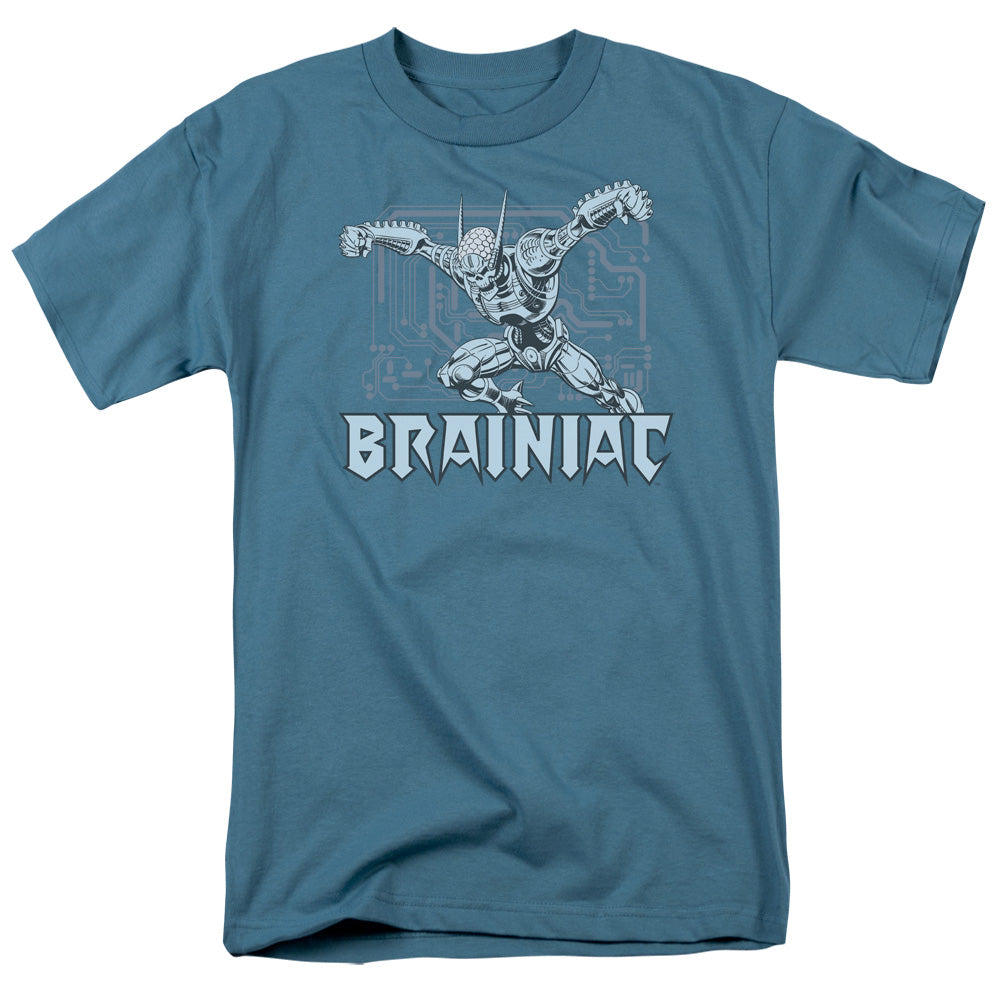 AN OFFCIALLY LICENSED DC BRAINIAC MEN'S REGULAR FIT T-SHIRT SLATE
