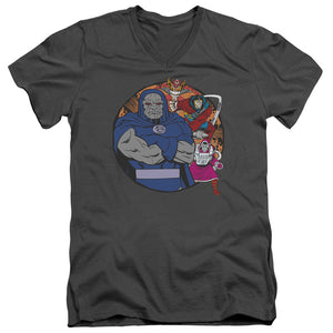 AN OFFCIALLY LICENSED DC APOKOLIPS REPRESENT MEN'S V-NECK T-SHIRT CHARCOAL