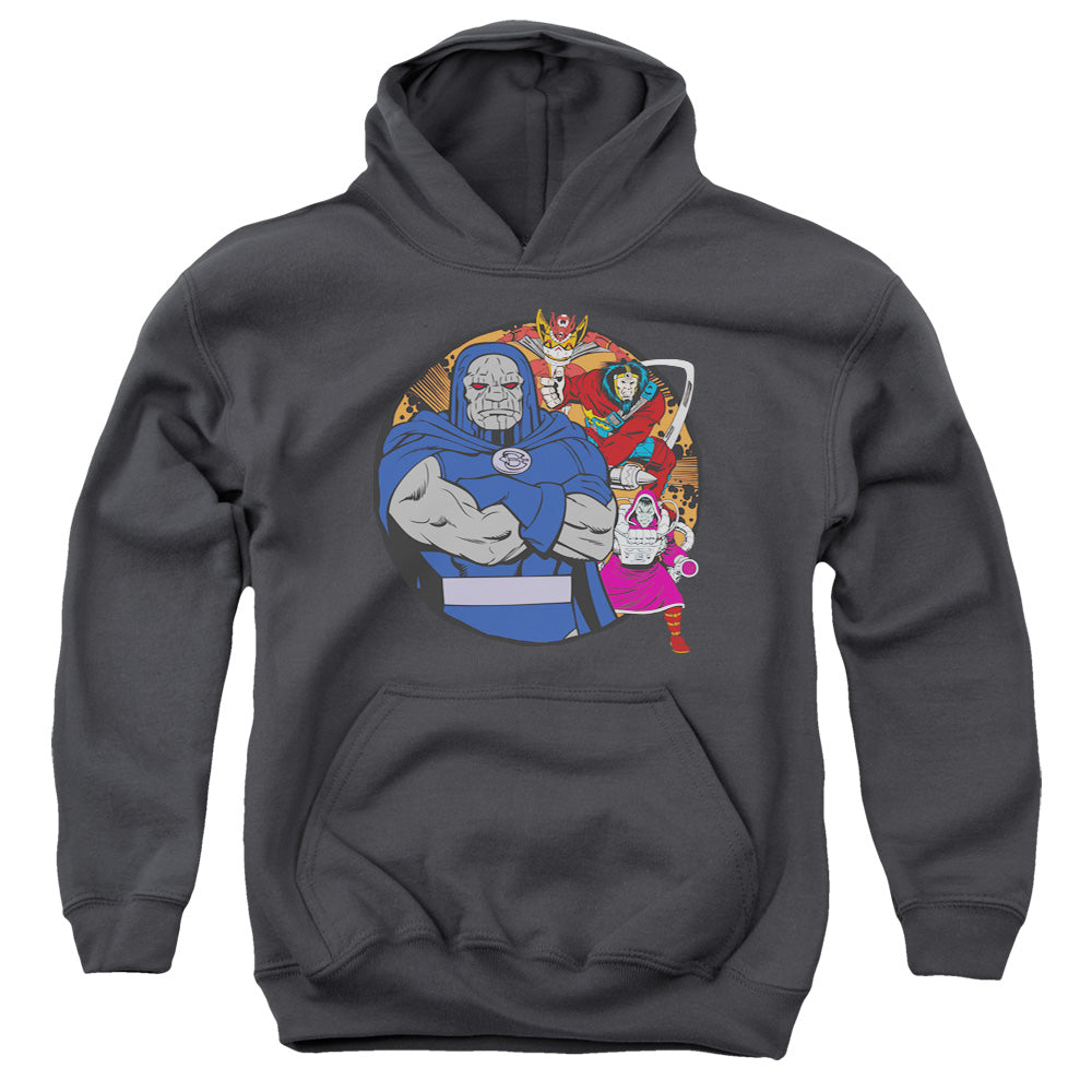 AN OFFCIALLY LICENSED DC APOKOLIPS REPRESENT YOUTH HOODIE CHARCOAL