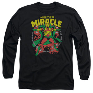 AN OFFCIALLY LICENSED DC MR MIRACLE MEN'S LONG SLEEVE T-SHIRT BLACK