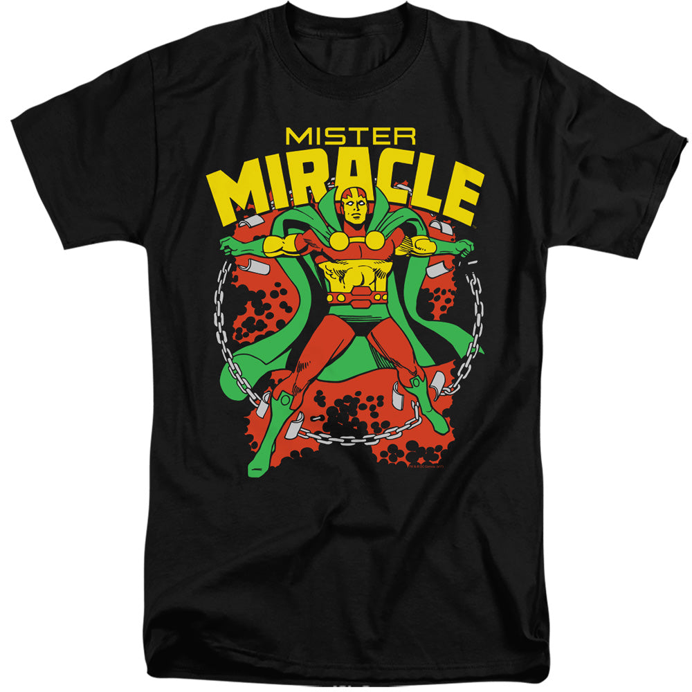 AN OFFCIALLY LICENSED DC MR MIRACLE MEN'S TALL FIT T-SHIRT BLACK