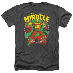 AN OFFCIALLY LICENSED DC MR MIRACLE MEN'S HEATHER T-SHIRT CHARCOAL