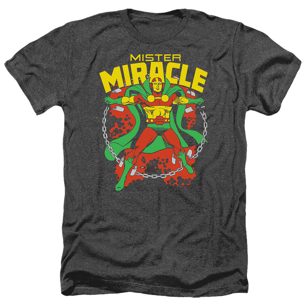 AN OFFCIALLY LICENSED DC MR MIRACLE MEN'S HEATHER T-SHIRT CHARCOAL