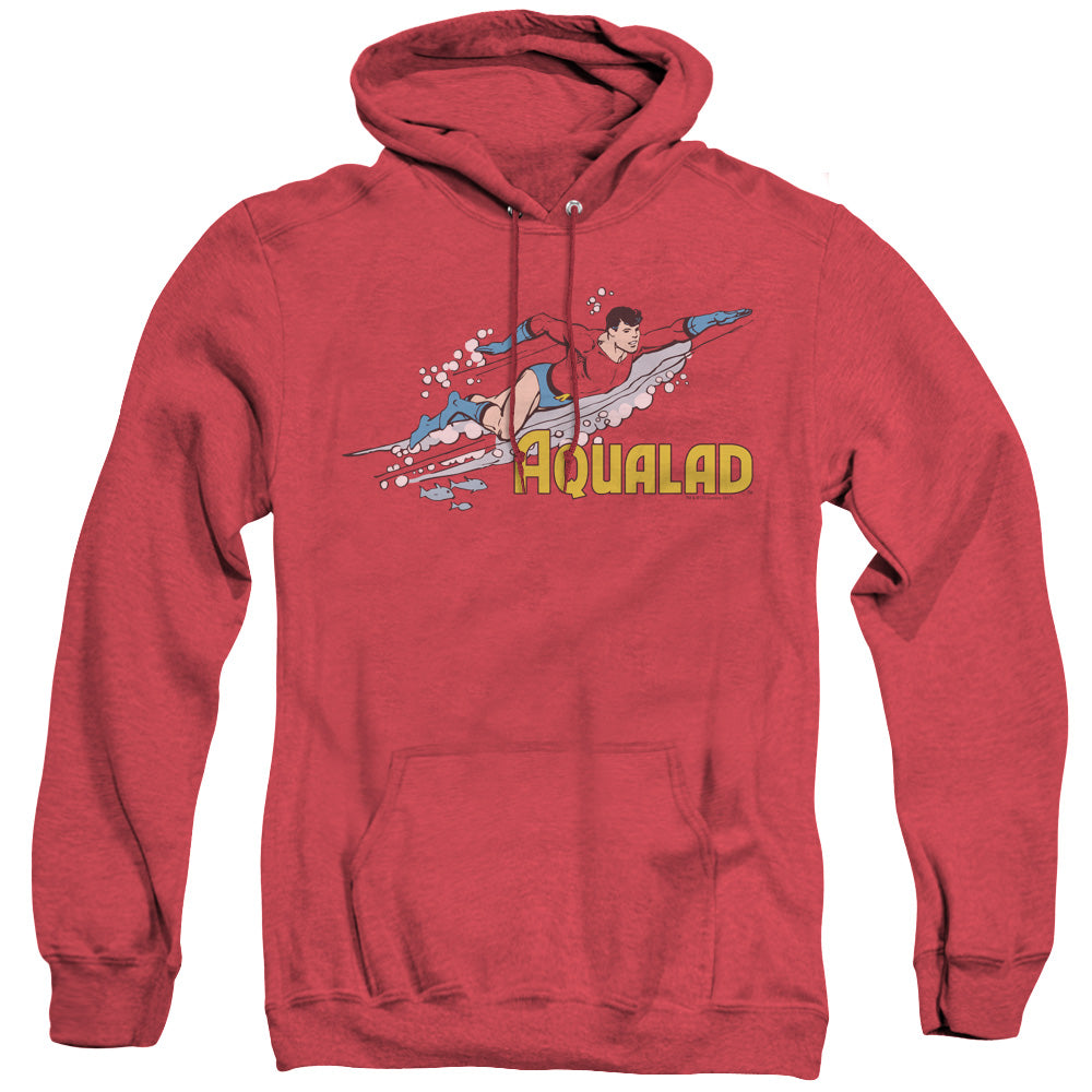 AN OFFCIALLY LICENSED DC AQUALAD ADULT UNISEX HEATHER PULLOVER HOODIE RED