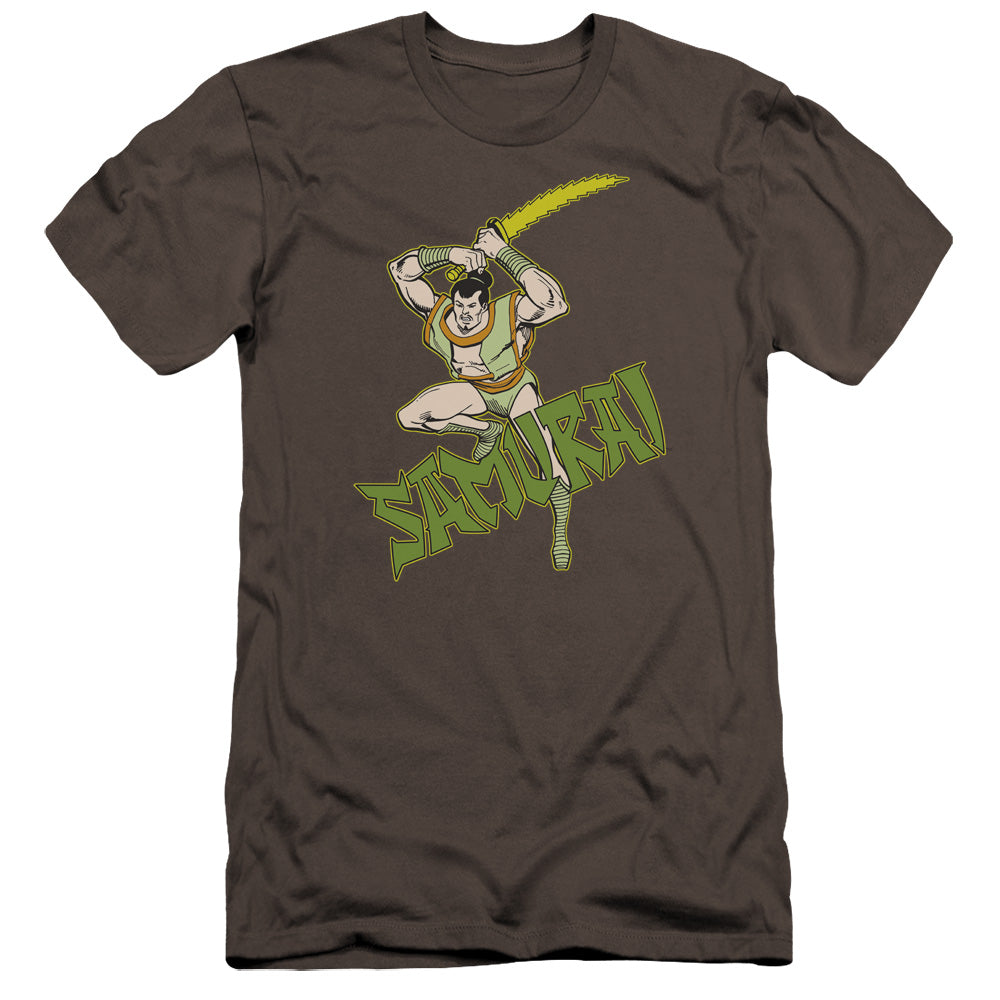 AN OFFCIALLY LICENSED DC SAMURAI MEN'S PREMIUM SLIM FIT T-SHIRT CHARCOAL