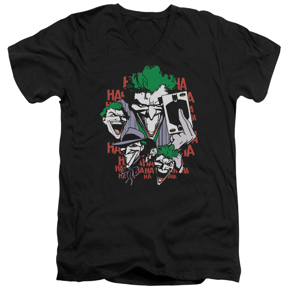 AN OFFCIALLY LICENSED DC FOUR OF A KIND MEN'S V-NECK T-SHIRT BLACK