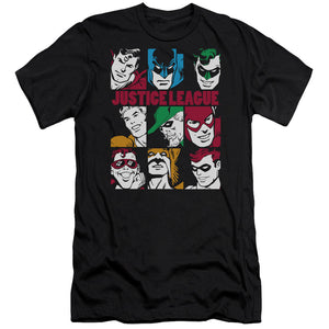 AN OFFCIALLY LICENSED DC NINE BLOCKS OF JUSTICE MEN'S PREMIUM SLIM FIT T-SHIRT BLACK