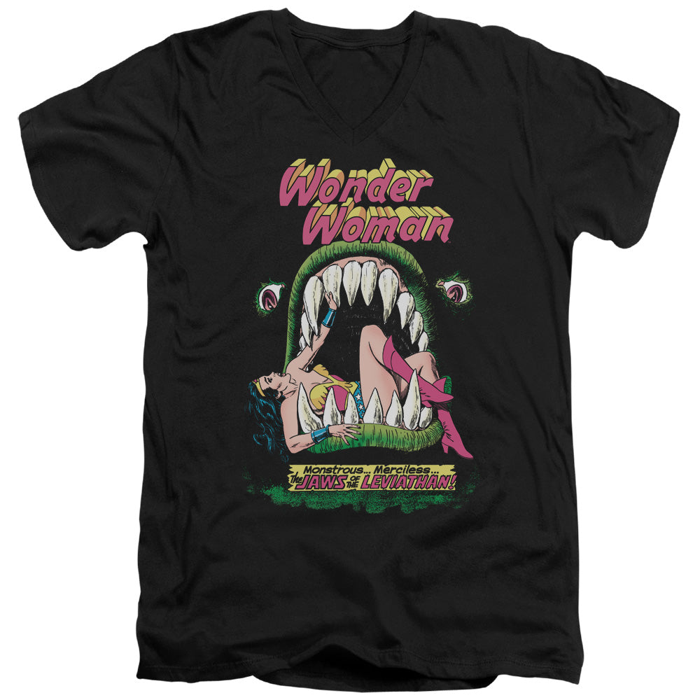 AN OFFCIALLY LICENSED DC JAWS MEN'S V-NECK T-SHIRT BLACK
