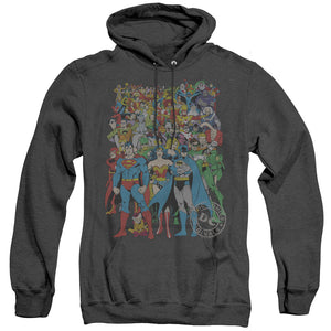 AN OFFCIALLY LICENSED DC ORIGINAL UNIVERSE ADULT UNISEX HEATHER PULLOVER HOODIE BLACK