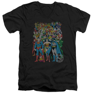 AN OFFCIALLY LICENSED DC ORIGINAL UNIVERSE MEN'S V-NECK T-SHIRT BLACK