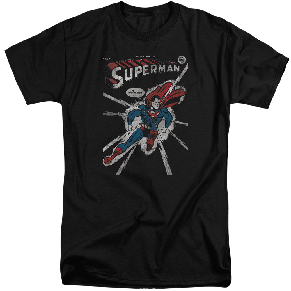 AN OFFCIALLY LICENSED DC COVER ME MEN'S TALL FIT T-SHIRT BLACK