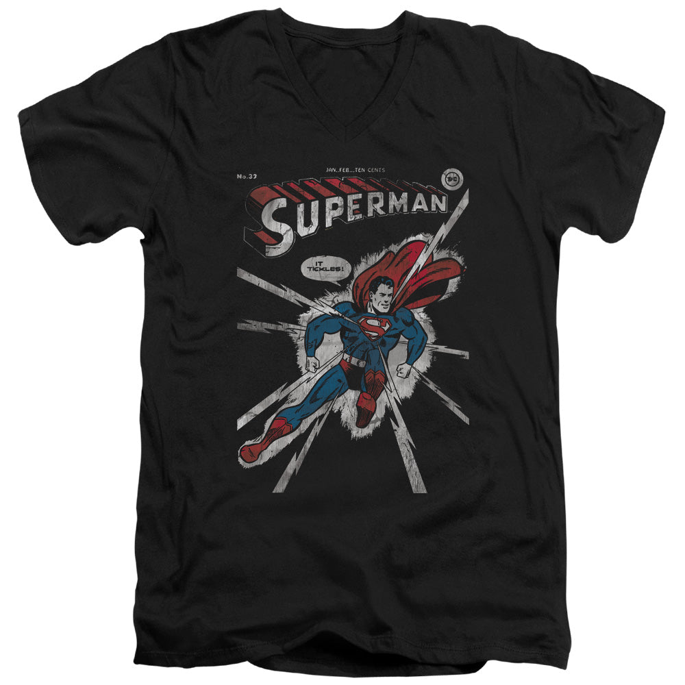 AN OFFCIALLY LICENSED DC COVER ME MEN'S V-NECK T-SHIRT BLACK