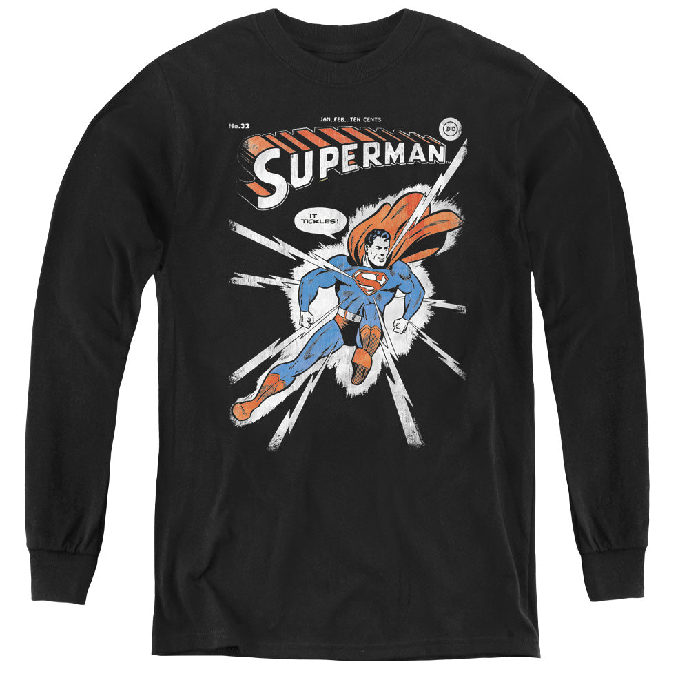 AN OFFCIALLY LICENSED DC COVER ME YOUTH LONG SLEEVE T-SHIRT BLACK