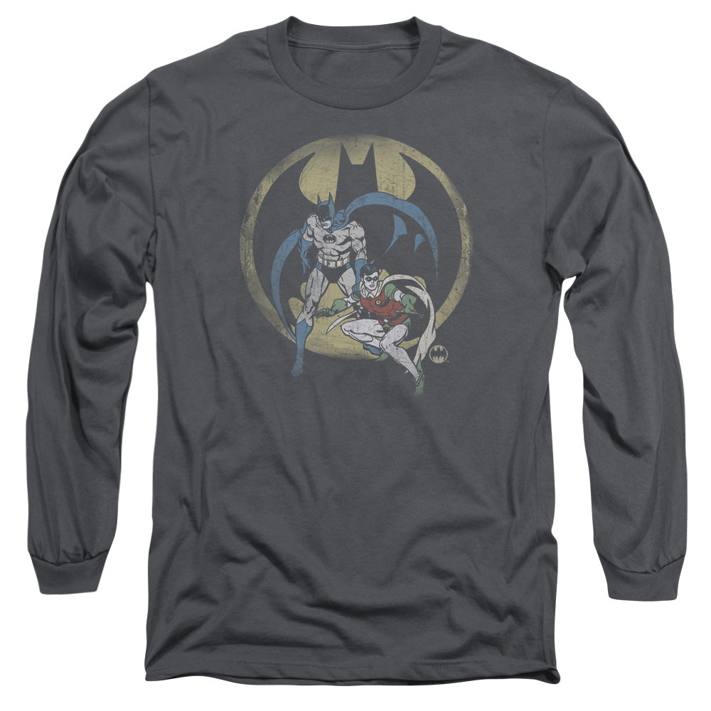 AN OFFCIALLY LICENSED DC TEAM MEN'S LONG SLEEVE T-SHIRT CHARCOAL