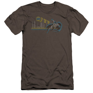 AN OFFCIALLY LICENSED DC GOTHAM RETRO MEN'S PREMIUM SLIM FIT T-SHIRT CHARCOAL