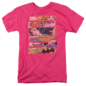 AN OFFCIALLY LICENSED DC THREE OF A KIND MEN'S REGULAR FIT T-SHIRT HOT PINK
