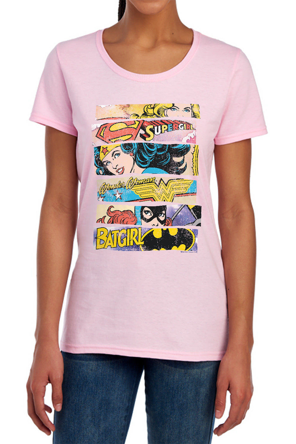 AN OFFCIALLY LICENSED DC THREE OF A KIND WOMEN'S REGULAR FIT T-SHIRT HOT PINK