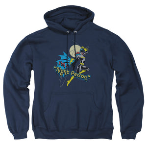 AN OFFCIALLY LICENSED DC NIGHT PERSON ADULT UNISEX PULLOVER HOODIE NAVY