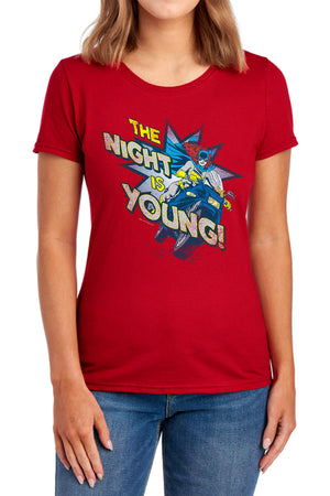AN OFFCIALLY LICENSED DC THE NIGHT IS YOUNG WOMEN'S REGULAR FIT T-SHIRT ROYAL