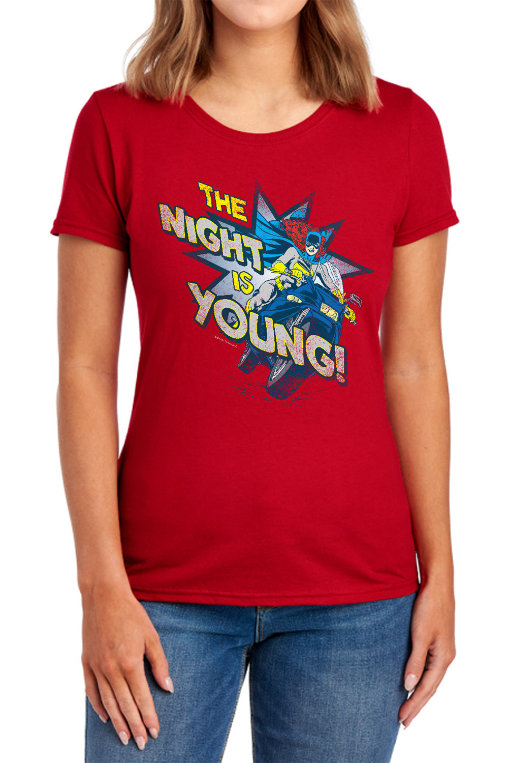 AN OFFCIALLY LICENSED DC THE NIGHT IS YOUNG WOMEN'S REGULAR FIT T-SHIRT ROYAL