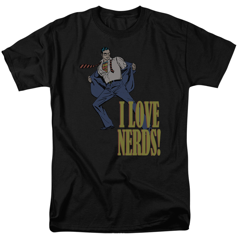 AN OFFCIALLY LICENSED DC I LOVE NERDS MEN'S REGULAR FIT T-SHIRT BLACK
