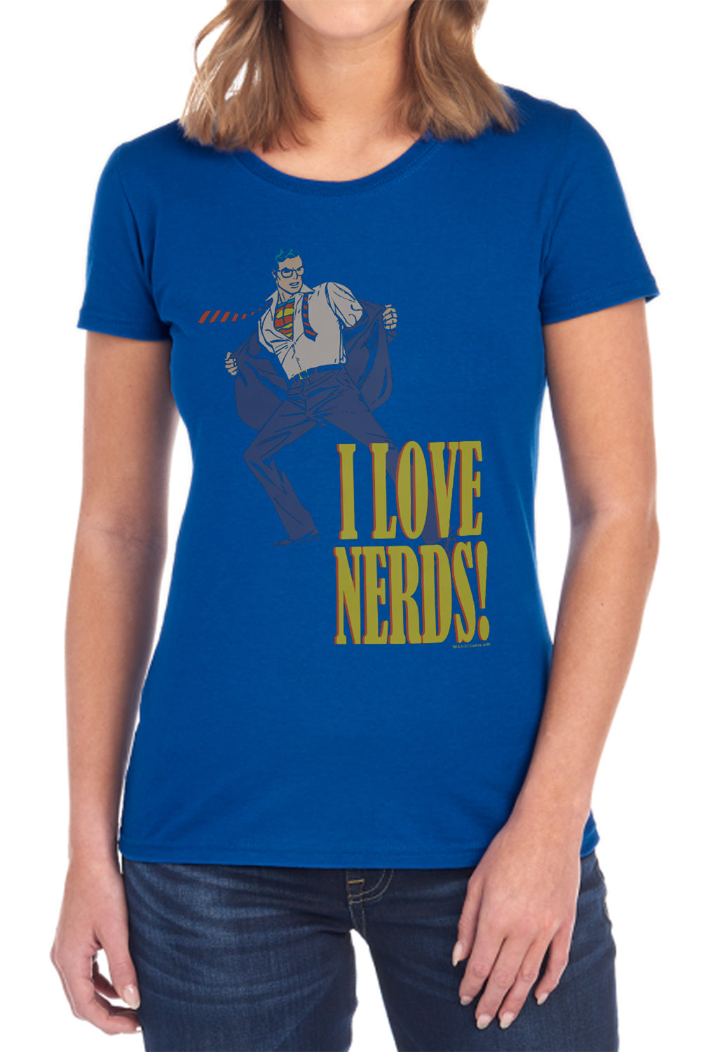 AN OFFCIALLY LICENSED DC I LOVE NERDS WOMEN'S REGULAR FIT T-SHIRT BLACK