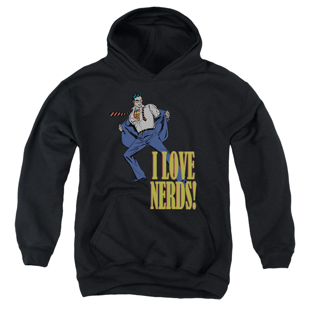 AN OFFCIALLY LICENSED DC I LOVE NERDS YOUTH HOODIE BLACK