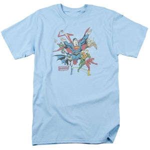 AN OFFCIALLY LICENSED DC LEAD THE CHARGE MEN'S REGULAR FIT T-SHIRT LIGHT BLUE