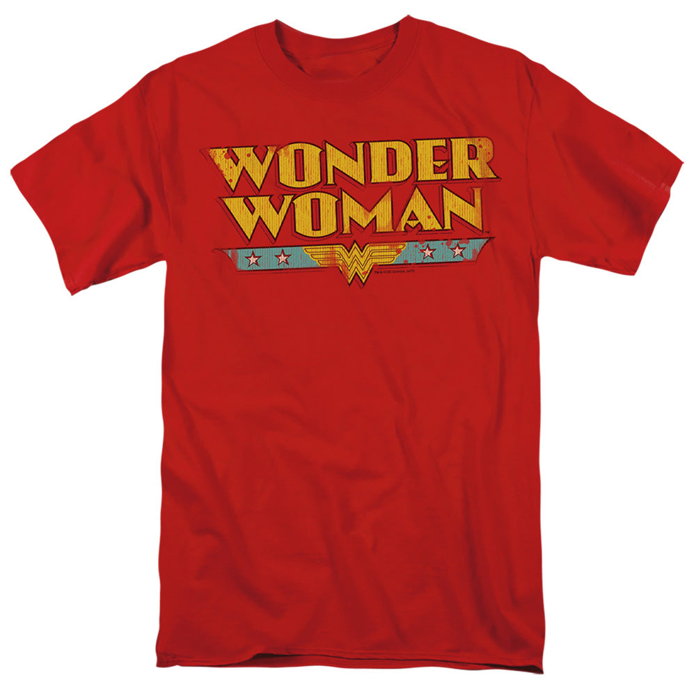 AN OFFCIALLY LICENSED DC WONDER WOMAN LOGO MEN'S REGULAR FIT T-SHIRT RED