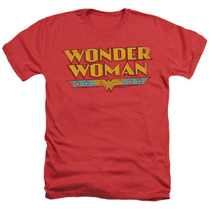 AN OFFCIALLY LICENSED DC WONDER WOMAN LOGO MEN'S HEATHER T-SHIRT RED